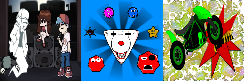 Annoying Freak Games: Juegos Chéveres Gratis para Android e iOS banner imagen: primera moto, todos los virus y segunda motocicleta